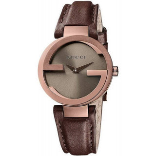 Gucci watch Ladies YA133309 Interlocking Brown Leather Strap