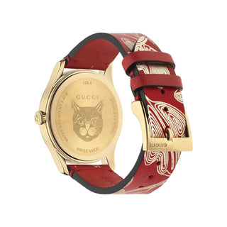 Gucci watch Ladies  mod. YA1264054 G-TIMELESS Red Leather Strap