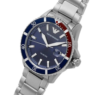 Emporio Armani watch AR 11339 Blue Dial Stainless Mens 10ATM