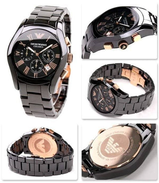 Emporio Armani watch AR1411 Ladies Black Gold Ceramica