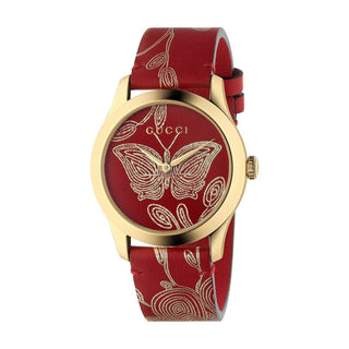 Gucci watch Ladies  mod. YA1264054 G-TIMELESS Red Leather Strap